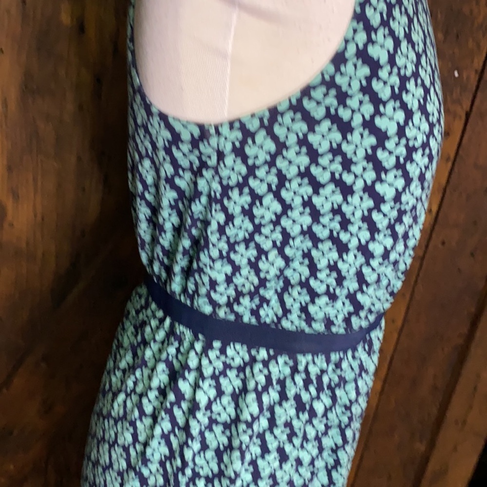 Loft petite MP blue dress with green design - Picture 4 of 8